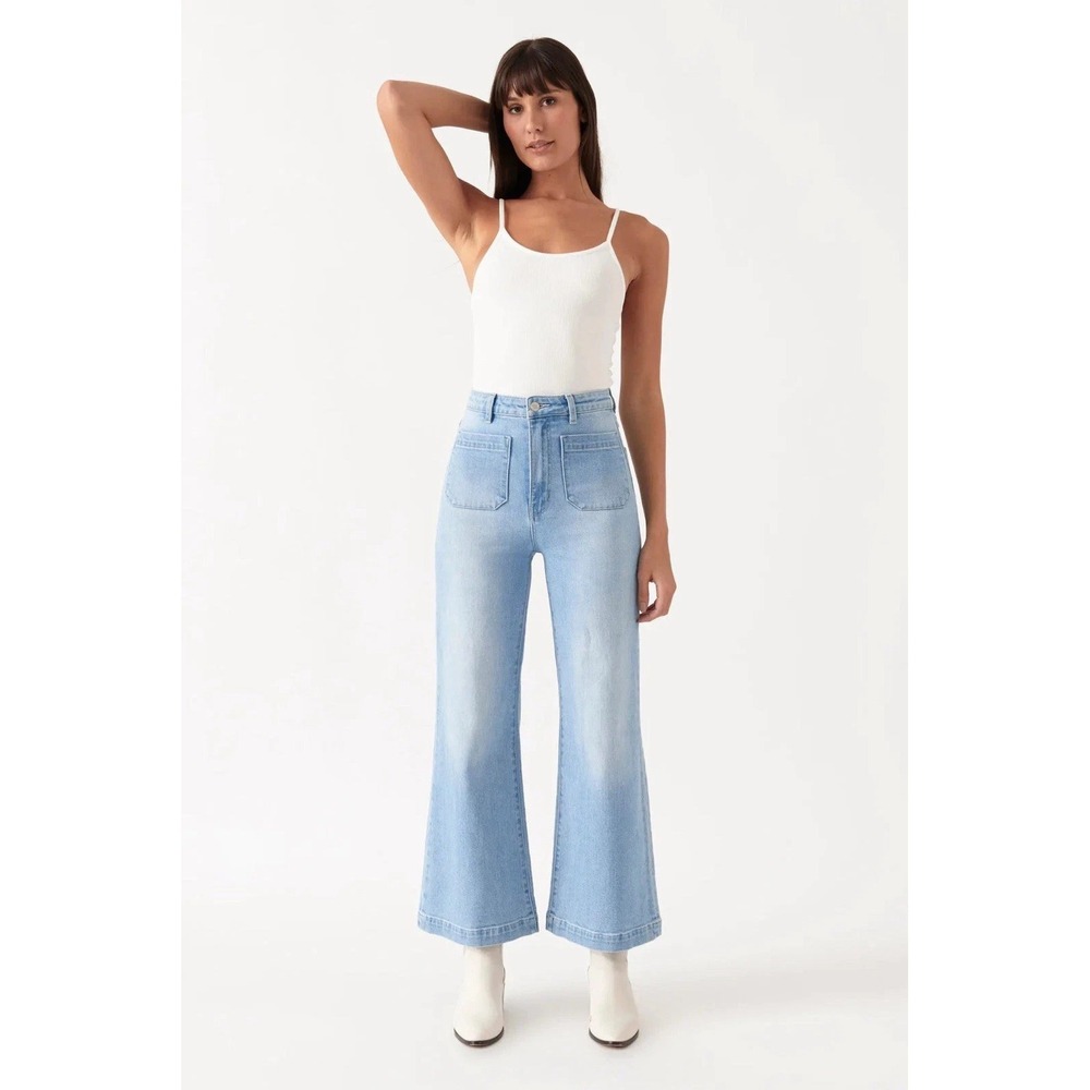 Rollas Womens Jeans Blue Denim High Rise Wide Leg G Day Mate Size 26 Staple Boho